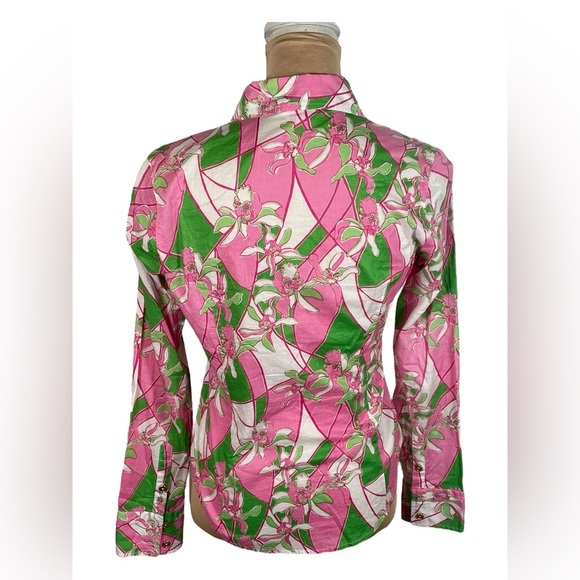 Lilly Pulitzer Floral Pink 🌸 and Green Women's Top Size 4 - Picture 2 of 8